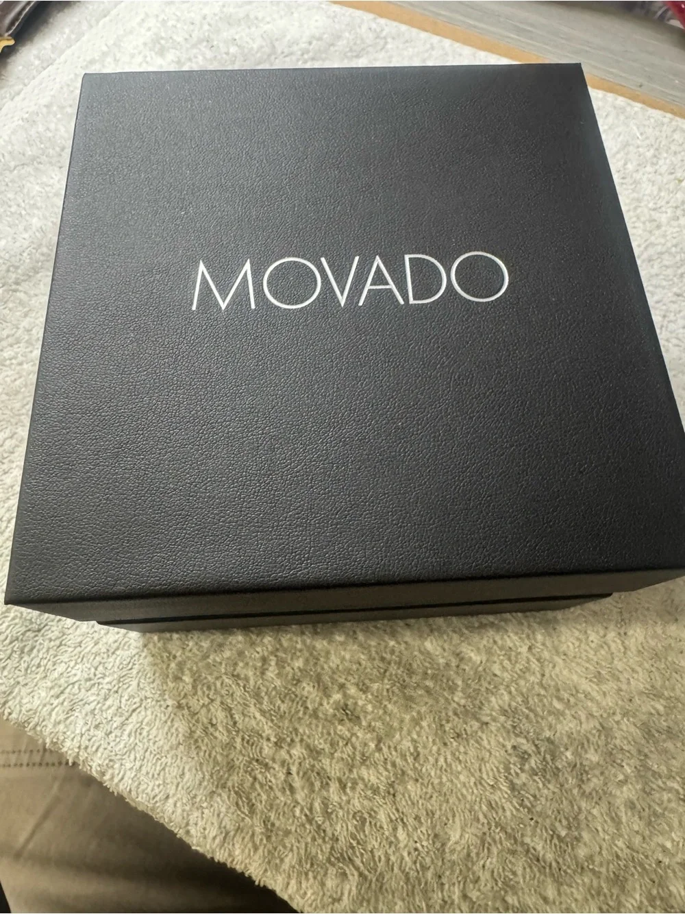 #184 Movado Men's Silver Watch with Blue Sunburst Dial